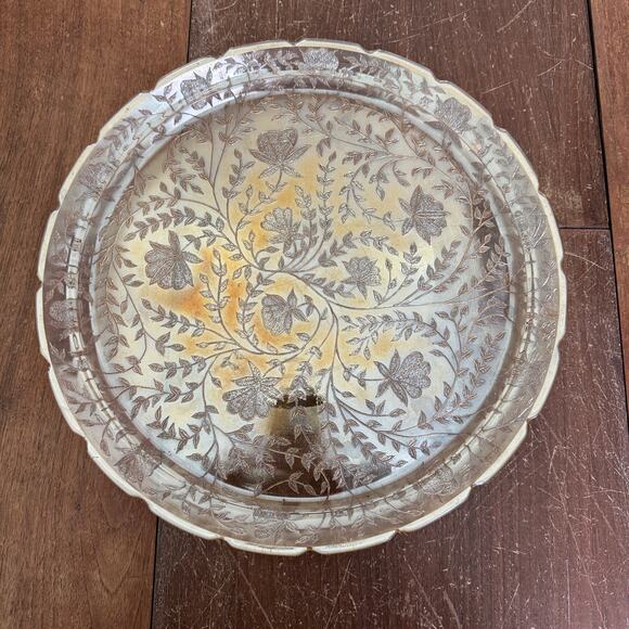 Jeannette Floragold 13" Round tray Cake Plater Serving Platter Marigold Carnival - Picture 1 of 5